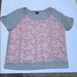 torrid pink & gray lace top plus size 1x women